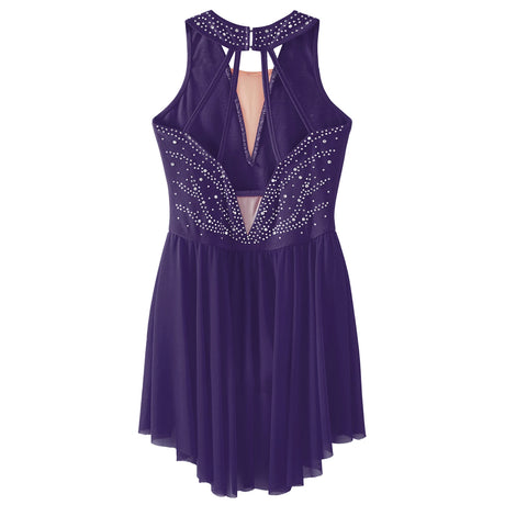 Girls Rhinestone Modern Contemporary Dance Ballet Dress Leotard Costume