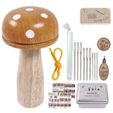 Wooden Mushroom Darning Kit Loom Complete Craft Supplies Sock Repair Kit Mending Tool For Embroidery DIY Crafts Clothes Fabric