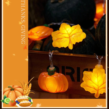 1.5/3m Halloween LED Pumpkin Nut Maple Leaf String Lights Party Decoration