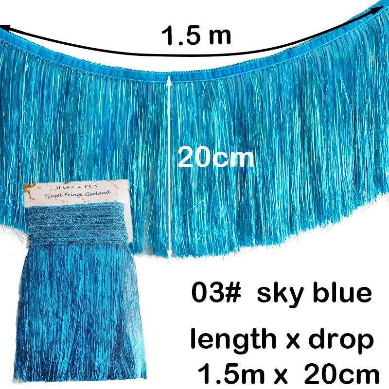 1.5m Gorgeous Fringe Tassel Banner Party Foil Garlands Wall Ceiling Decoration