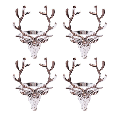 4Pcs Deer Napkin Rings Christmas Elk Head Alloy Xmas Reindeer Dining Table Decor