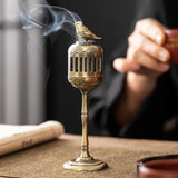 Brass Censer Incense Smoker Holder Bird House Ornaments Home Decor