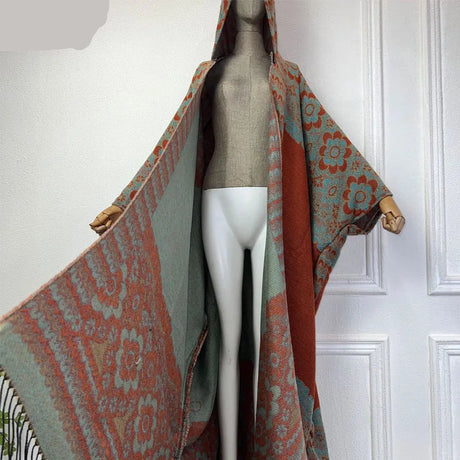 Boho Long Hooded Winter Cloak Cardigan Coat