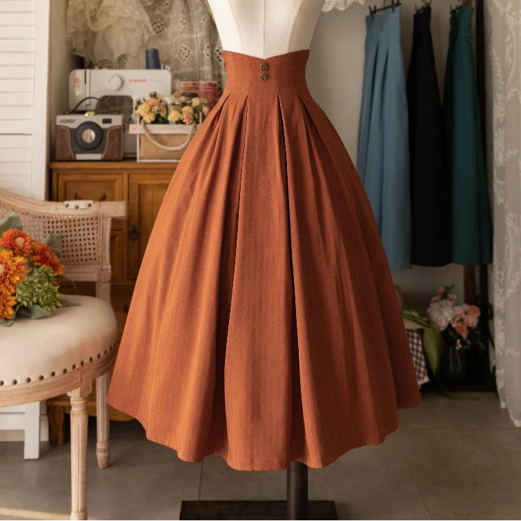 Victorian High Waist Midi Skirt