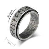 Nordic Viking Runes Spinning Ring Titanium Steel Anxiety Jewellery