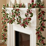 Christmas Garland Artificial Red Holly Berry Vine Xmas Tree Hanging Decoration