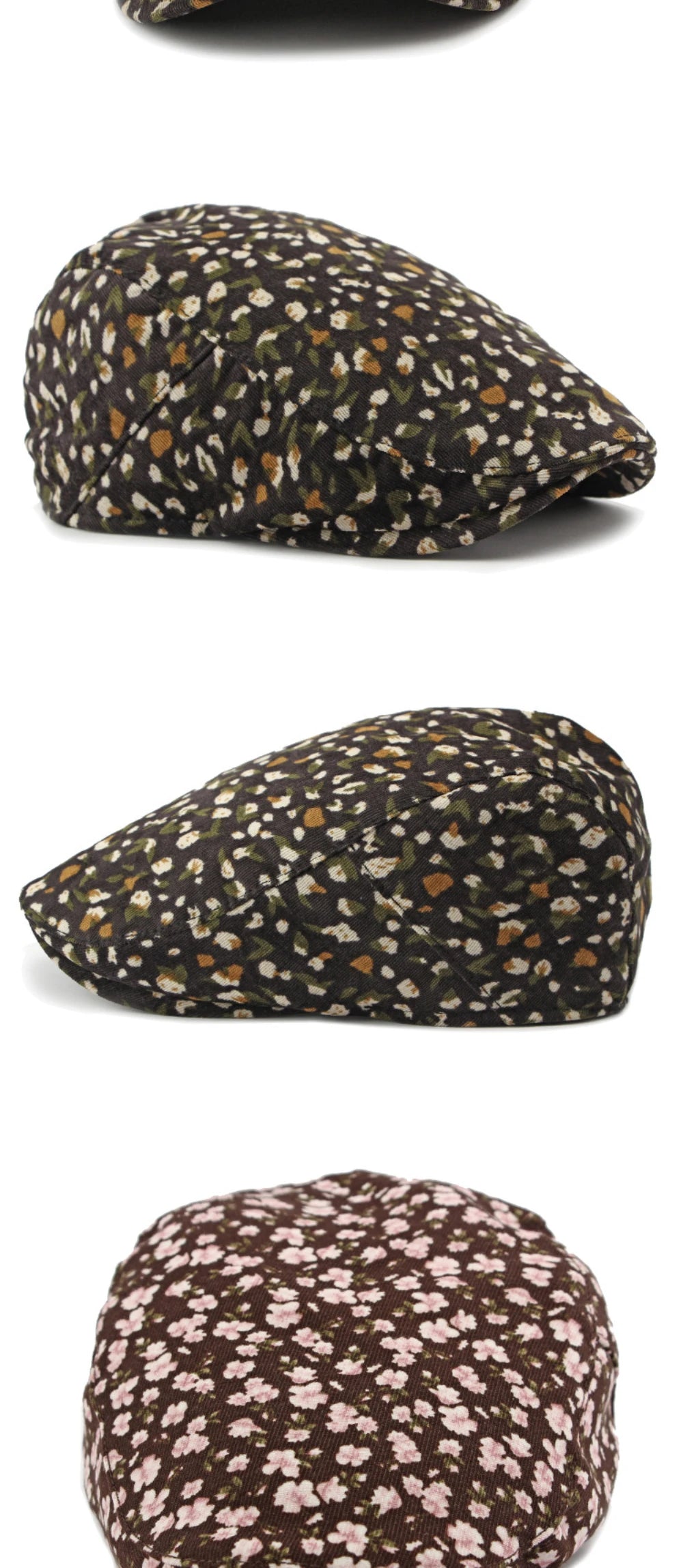 Winter Florals Cabbie Beret Caps