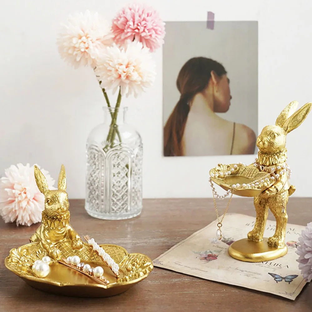 Golden Bunny Butler Home Decor