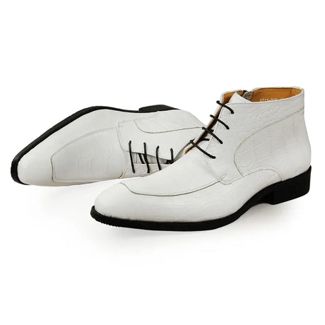 Gator Boots Pointed Toe Mens Genuine Leather Shoes White Purple Green
