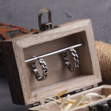 Chain Stainless Steel Huggie Hoop Earrings for Men with Wooden Box