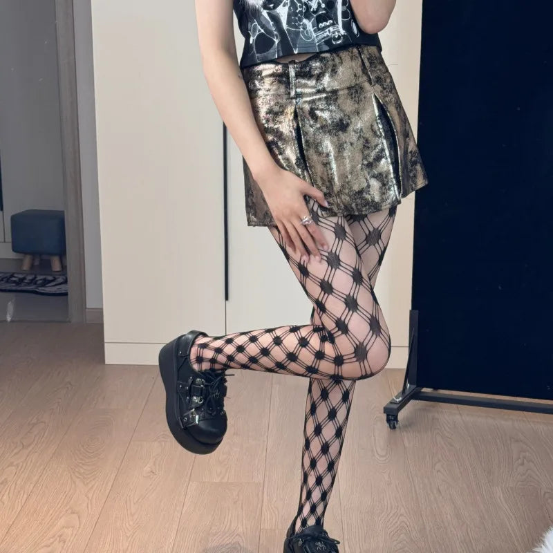 Diamond Check Fishnet Tights Pantyhose
