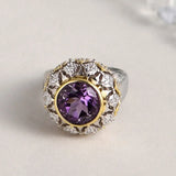 The Eye of Joy S925 Sterling Silver Ring Natural Amethyst Zircon