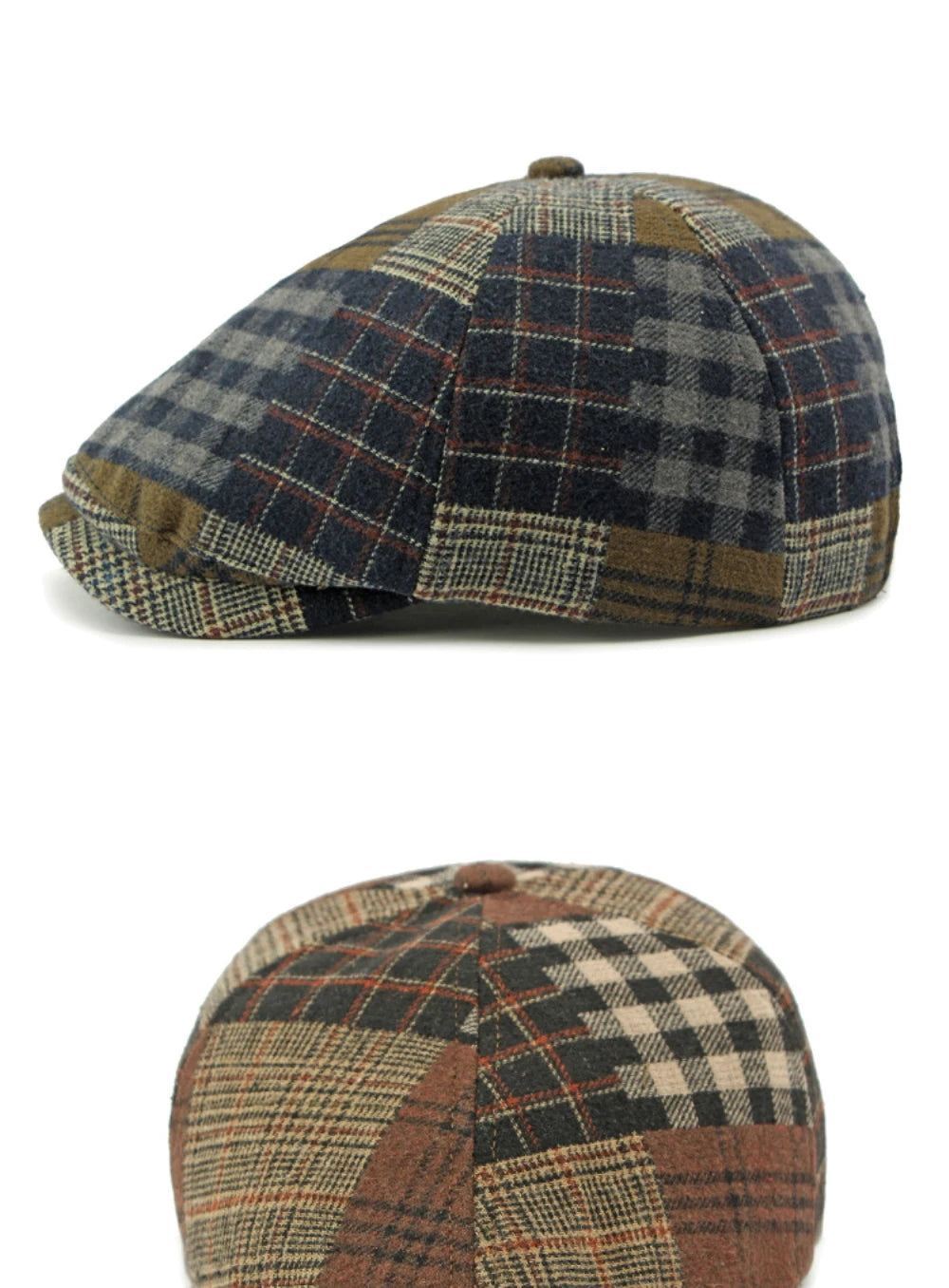 Patchwork Plaid Cabbie Beret Hat
