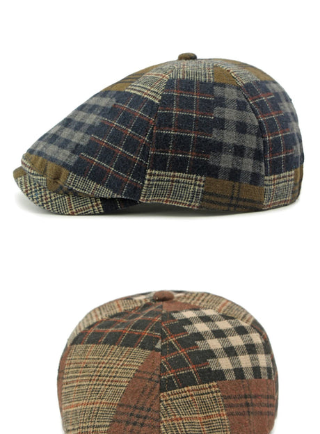 Patchwork Plaid Cabbie Beret Hat
