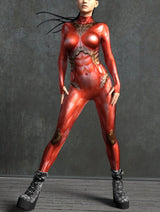 Women Red Alien Jumpsuit Printed Bodysuits Halloween Party Cosplay Costume