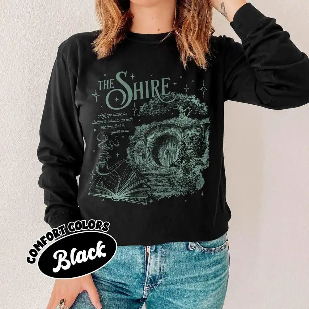 The Shire LOTR Unisex T-Shirt Cotton Tee Fantasy Book Lover Second Breakfast