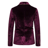 Plush Velvet Suit Two-piece Mens Party Suits Double Breasted Tuxedo Blazers & Pants