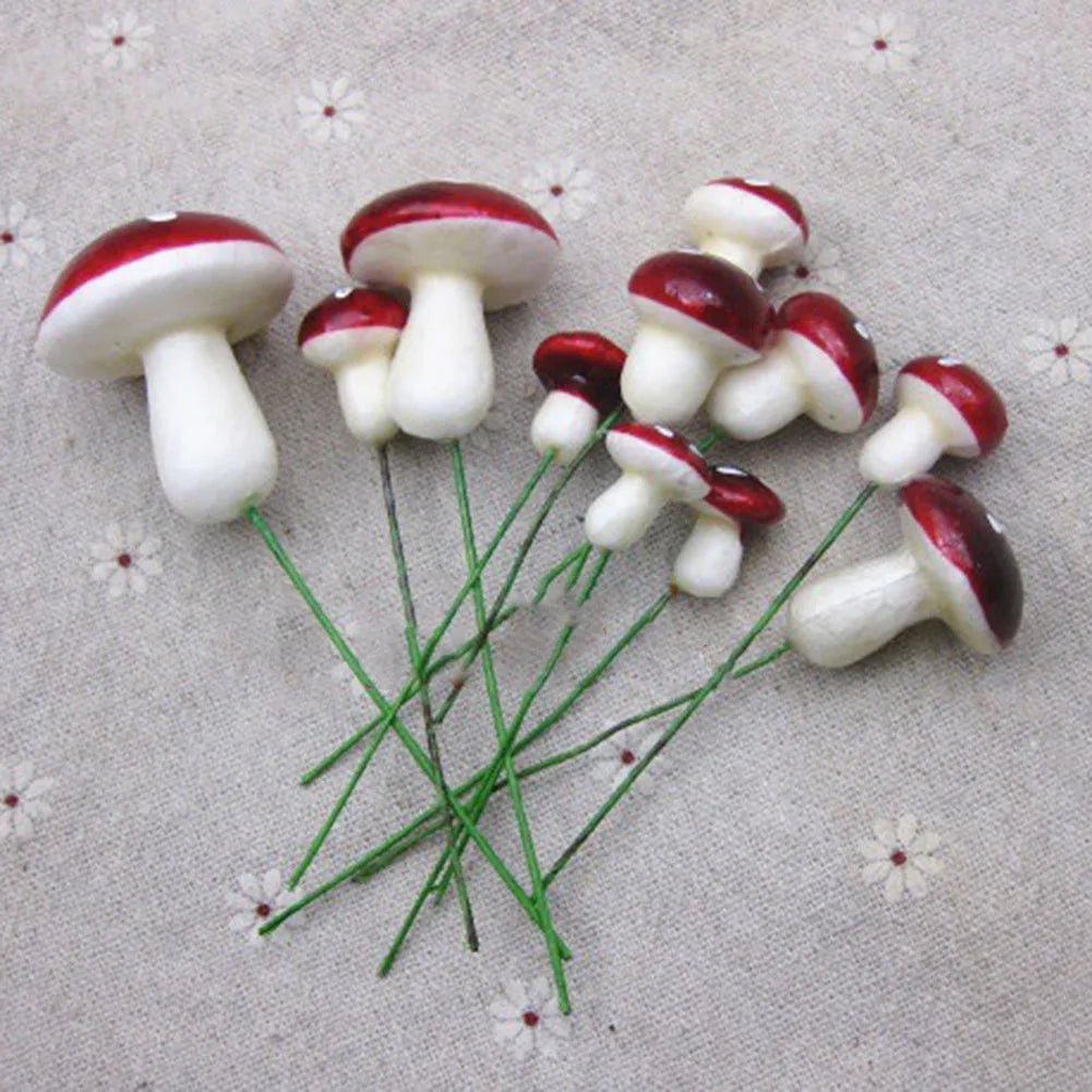 Mushroom Picks 33PCS Miniatures Artificial Foam Resin Fairy Garden Bonsai Pot Plant Decor