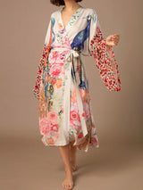 Peacock Floral Print Boho Kimono Cover-ups