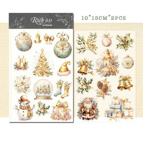 Vintage Christmas Snowman RUB ON Transfer Stickers Junk Journal Mushroom DIY Scrapbooking Craft