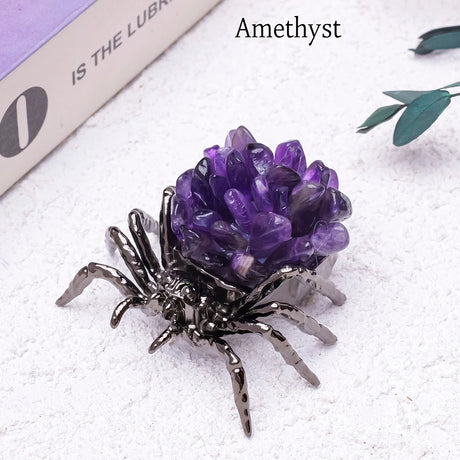 1pc Natural Crystal Spider Animal Desk Decor
