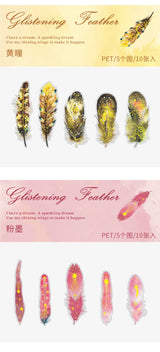 10 pcs/lot Feather Stickers PET Scrapbooking Art Journal DIY Craft Supplies
