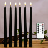 Black Taper LED Candles With Remote Control Halloween Dark Academia Decor