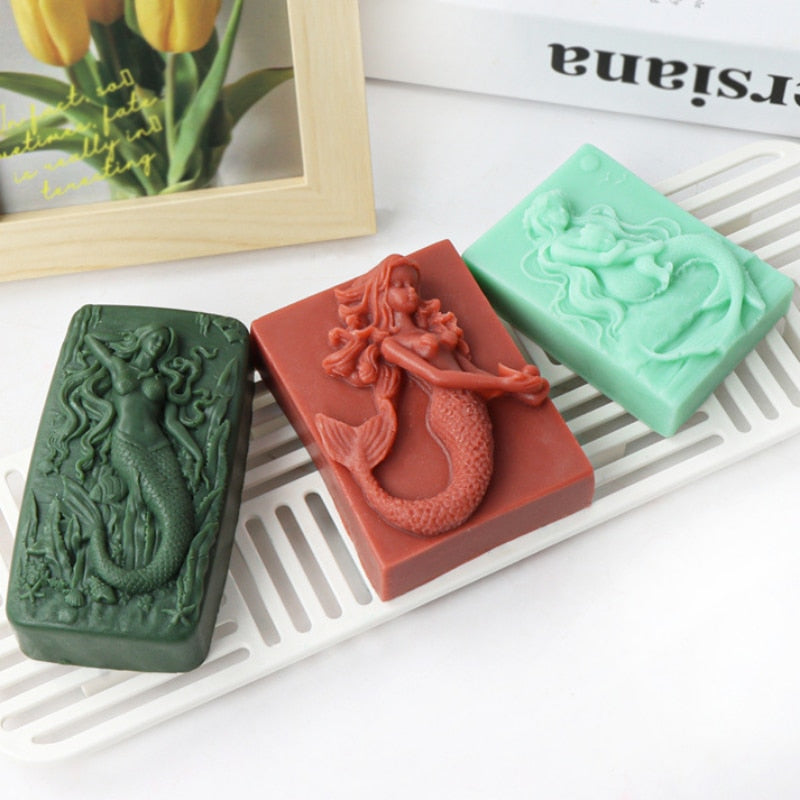 Mermaid Silicone Soap Moulds DIY Ocean Goddess Candle Resin Making Chocolate Mould