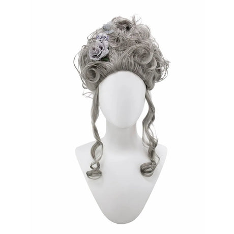 Pink Fluffy High-Top Cosplay Wig Queen's Hairstyle with Feather Flowers