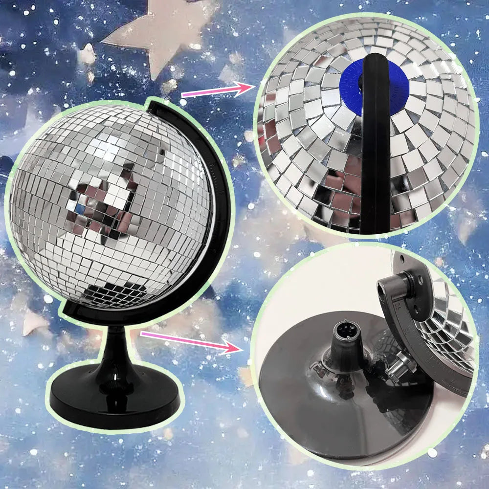 Rotating Mirror Ball Disco Globe Decor