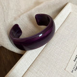 Smooth Round Acrylic Cuff Bangles Vintage Style Jelly Coloyr Smudging Wide Resin Bracelets