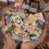 100pcs Vintage Plant Butterfly Kraft Paper Double-sided Note Cards
