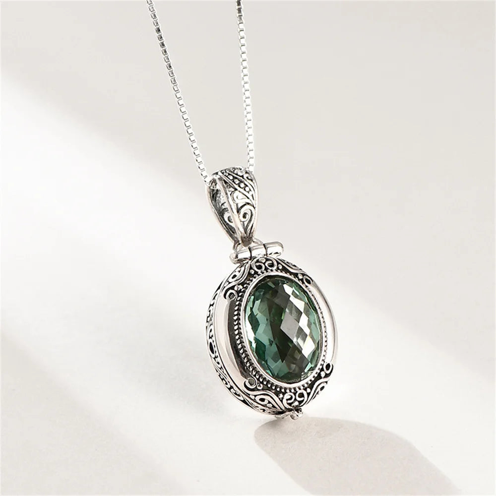 The Secret Keeper's S925 Sterling Silver Locket Pendant Zircon Crystal