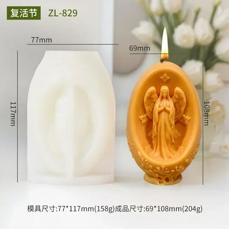 3D Easter Rabbit Relief Egg Silicone Mould Resin Candle Soap Plaster DIY Crafts