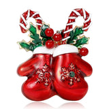 Red Enamel Christmas Mittens Brooches