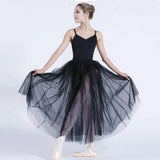 Black/White Ballet Long Mesh Ballet Skirt Two-layer Big Swing Ballerina Teacher Practice Dance Wear