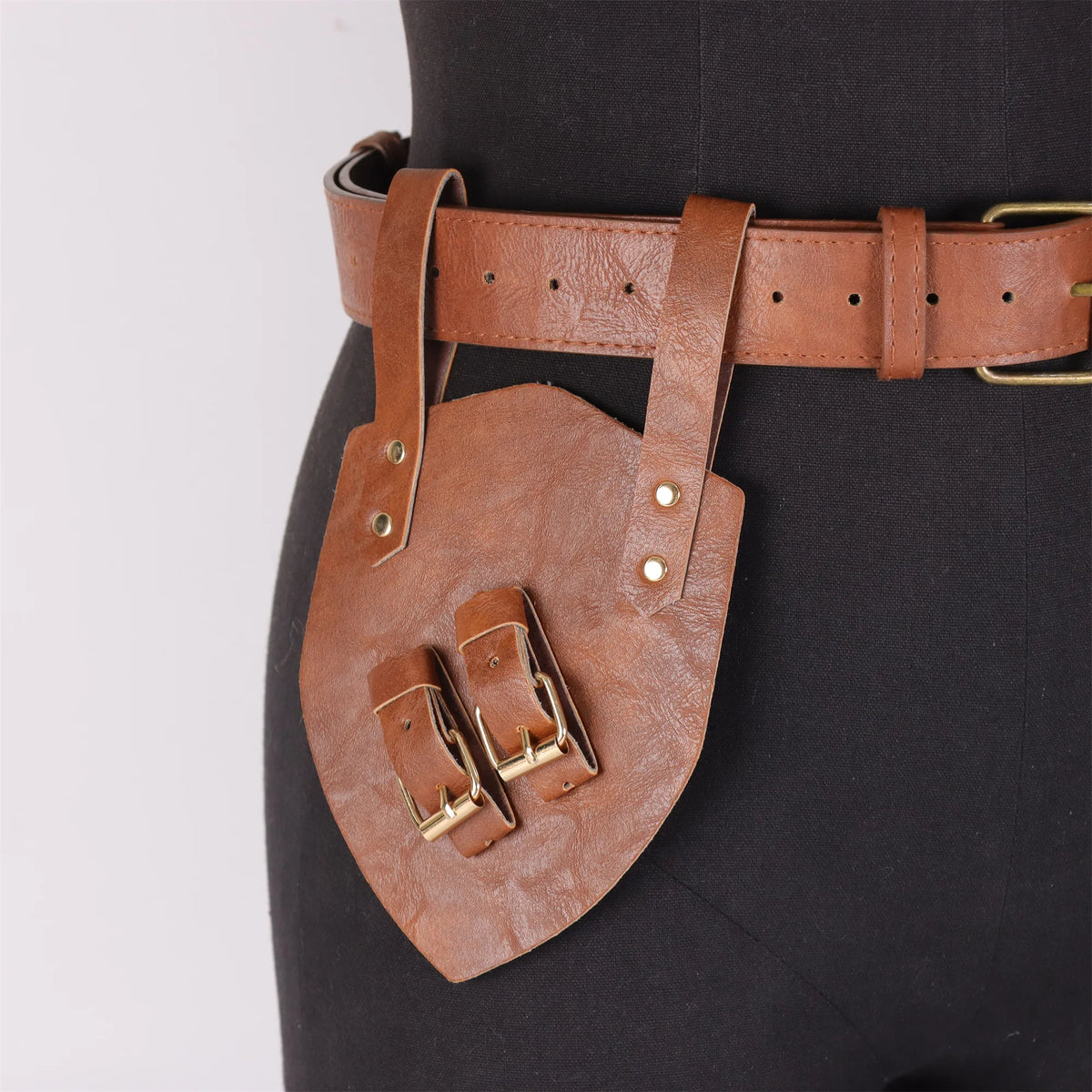 Medieval Leather Belt Copper Coin Scabbard Waist Bag Renaissance Cosplay