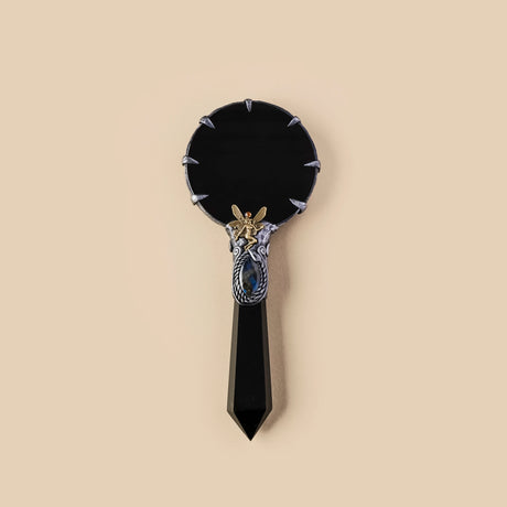 Black Obsidian Scrying Mirror Divination Plate Witch's Altar Decor