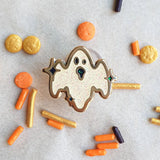 Set of Four Halloween Mini Enamel Pins Witchy Badge Bat Ghost and Candy Corn Glitter Brooches