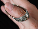 Engraved Archery Thumb Ring Tibetan Silver Banzhi Archery Gear