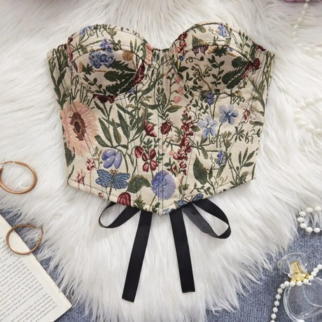 Meadow Weaver's Boned Floral Underwired Corset