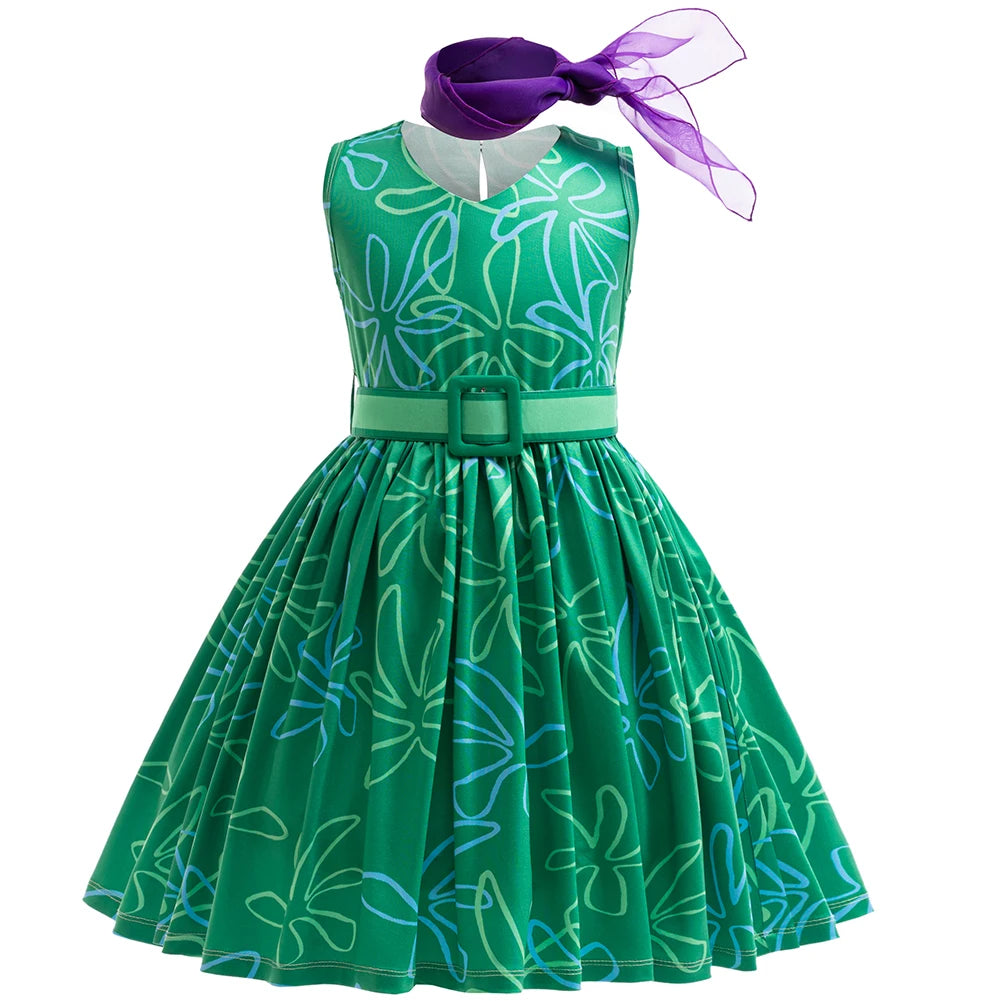Girls Inside Out Disgust Cosplay Costumes Halloween Dress Ups