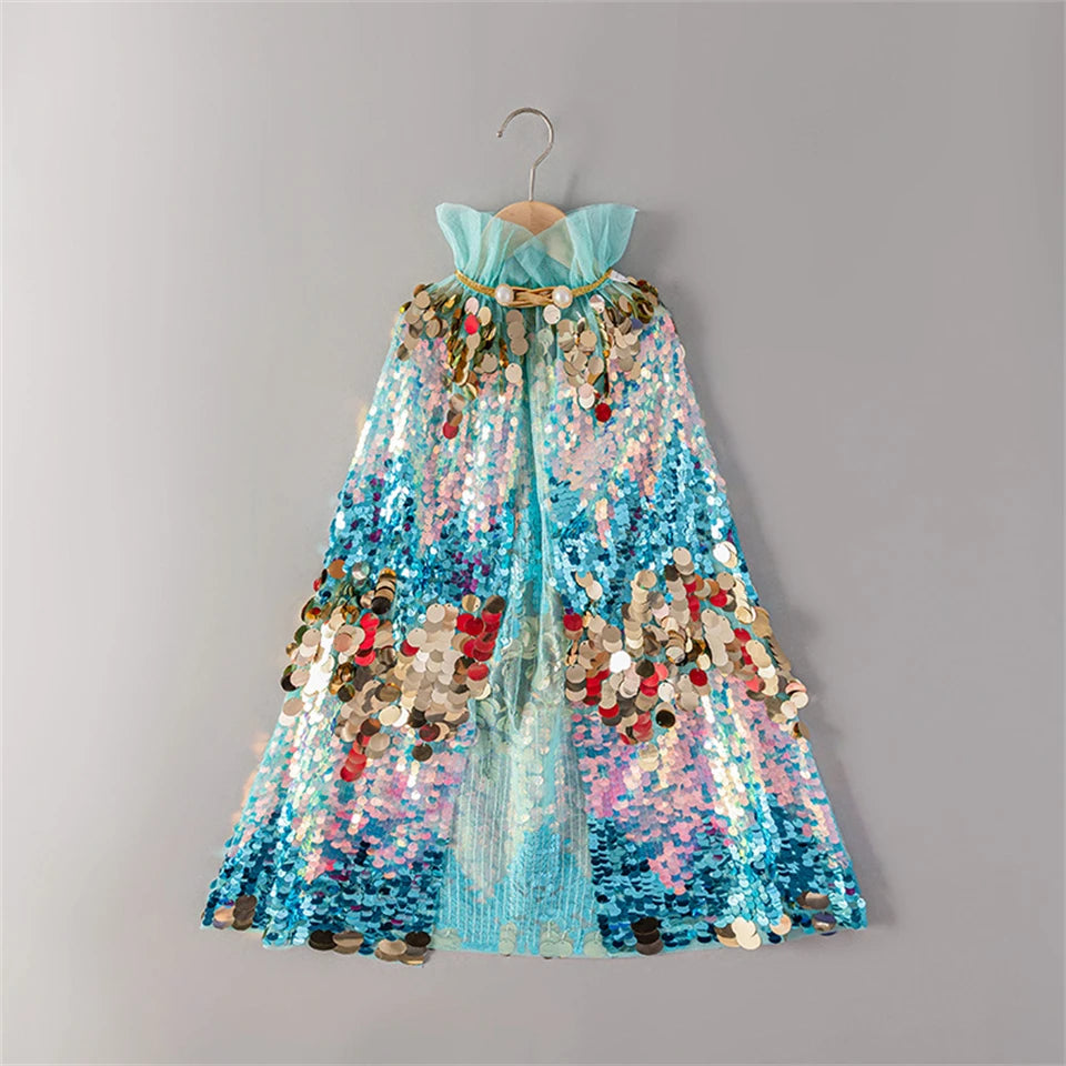 Shiny Rainbow Sequin Cloak Halloween Children's Dress Up Cape