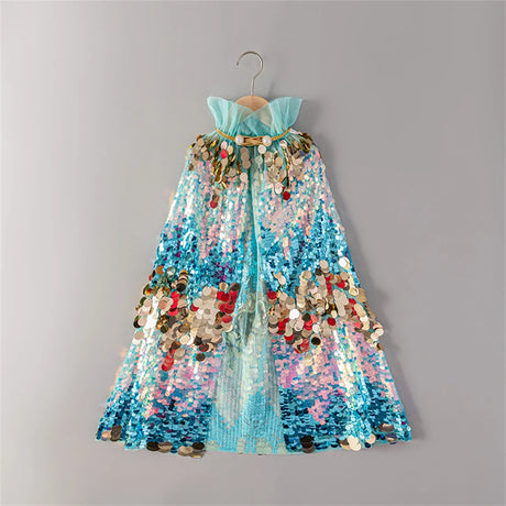 Shiny Rainbow Sequin Cloak Halloween Children's Dress Up Cape
