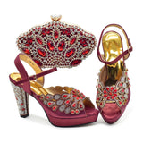 Peacock Peep-Toe Party Pumps Matching Bag and Shoes Set