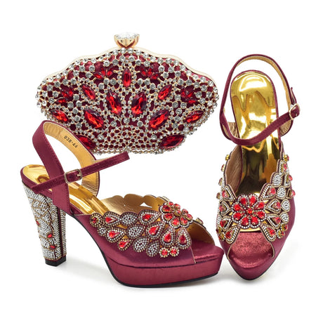 Peacock Peep-Toe Party Pumps Matching Bag and Shoes Set