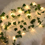 2/5/10M Silk Leaves Fake Creeper Green Leaf Ivy Vine LED String Lights Artificial Plants Decor