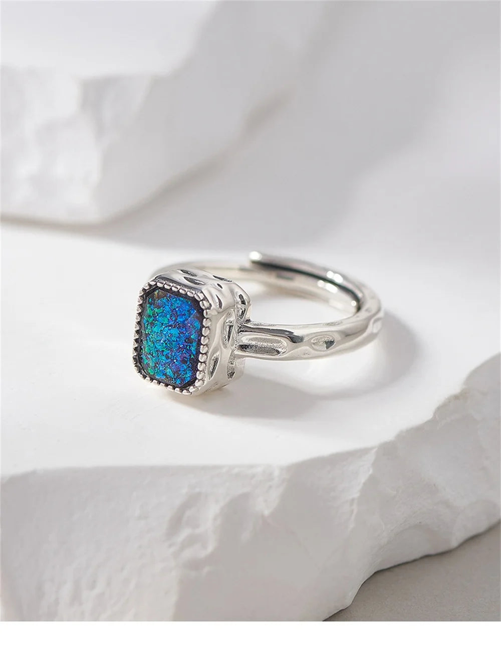 Miss Opal's S925 Sterling Silver Ring Square Opal