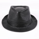 Genuine Leather Cowhide Short Brim Black/Brown Hat