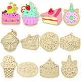 20Pcs Wooden Cupcake Ornaments Donut Unpainted Wood Crafts Project